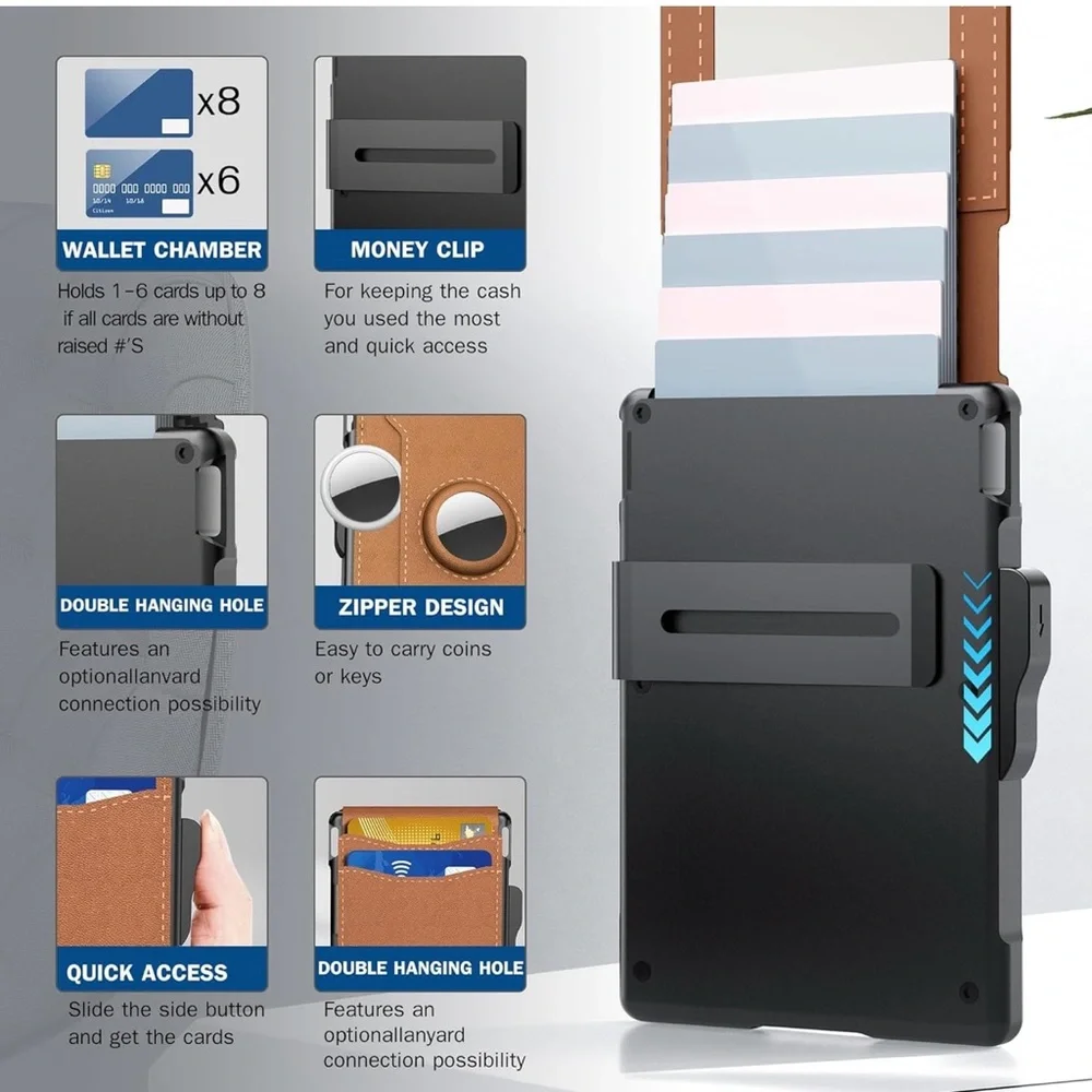 umoven AirTag Wallet for Men - with Pop Up Aluminum Case